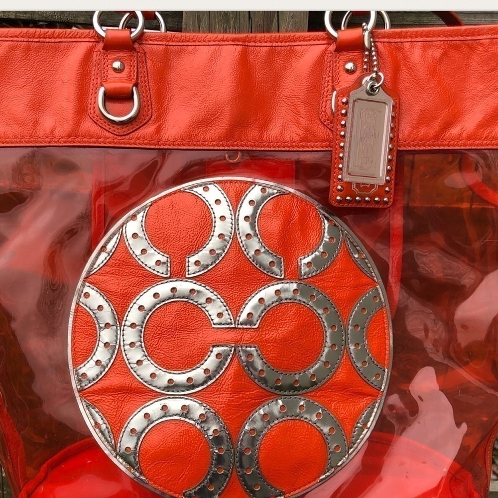 Coach 15021 Red Transparent Clear Tote Colette Bag - Picture 3 of 6